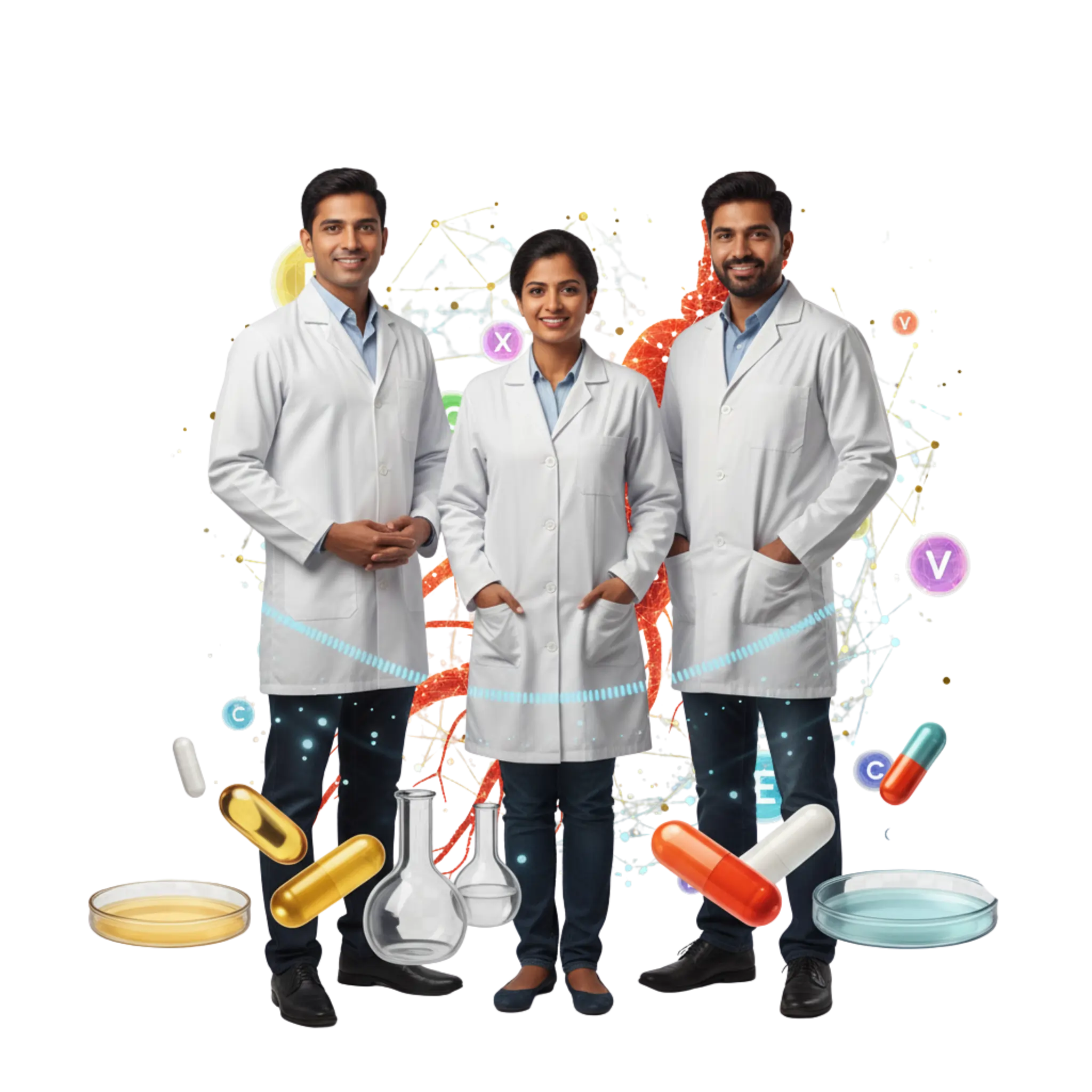 Pharmaceutical experts developing nutraceutical and pain relief formulations at NSL Biotech